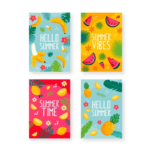 Plantilla de colección de tarjetas de verano