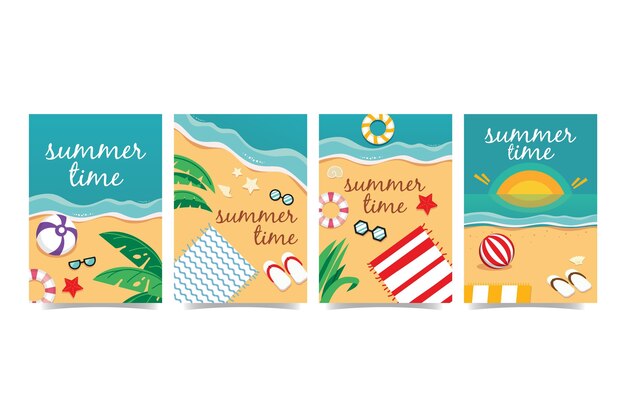 Plantilla de colección de tarjetas de verano
