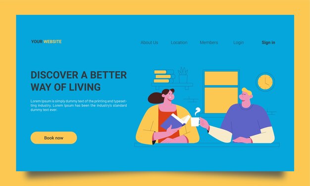 Plantilla de coliving de diseño plano