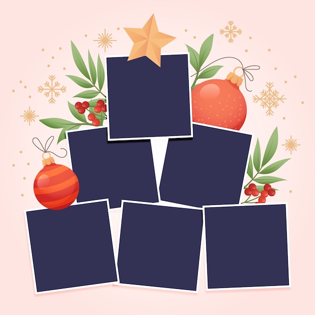 Plantilla de collage de navidad degradado