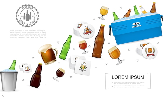 Plantilla colorida de cervecería realista