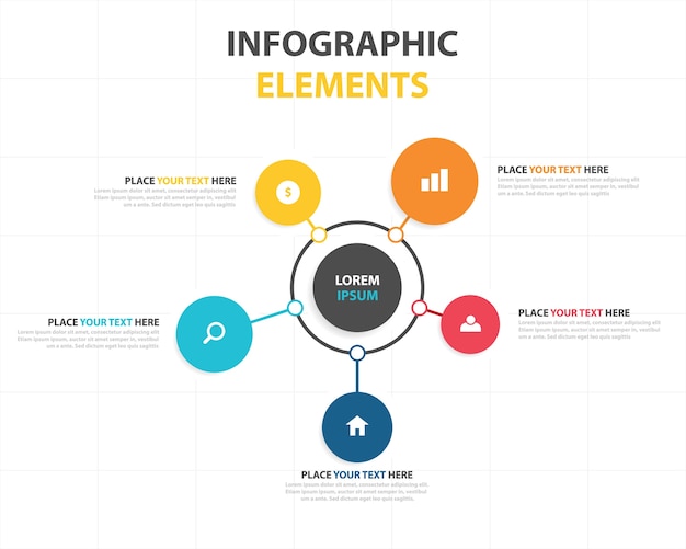 Plantilla colorida circular infográfica de negocios