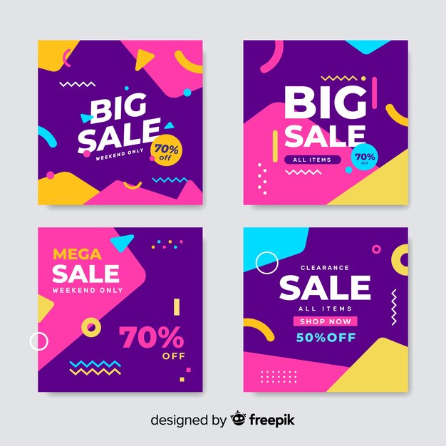 Plantilla colorida de colección de publicaciones de Instagram