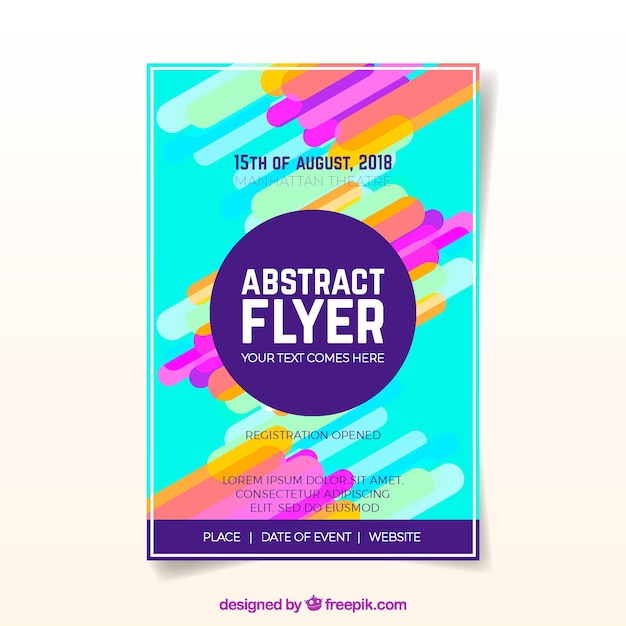 Vector gratuito plantilla colorida de folleto con formas abstractas