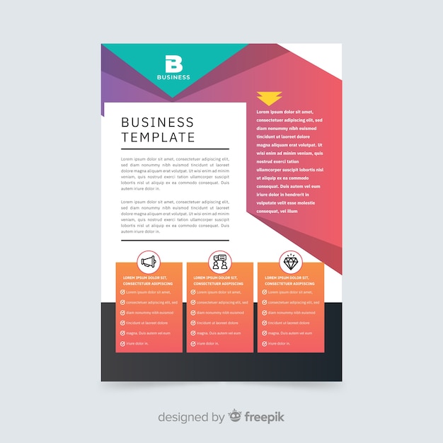 Plantilla colorida de folleto de negocios con formas geométricas