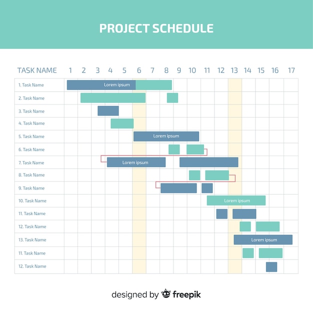 Plantilla colorida de horario de projecto con diseño plano