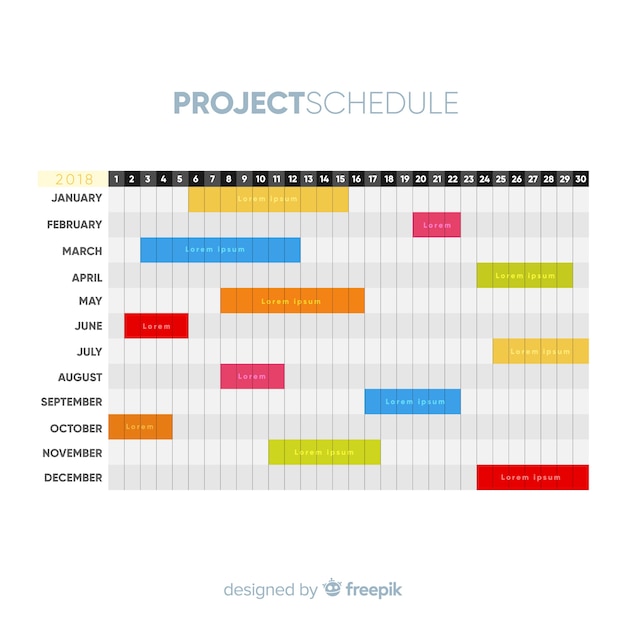 Plantilla colorida de horario de projecto con diseño plano