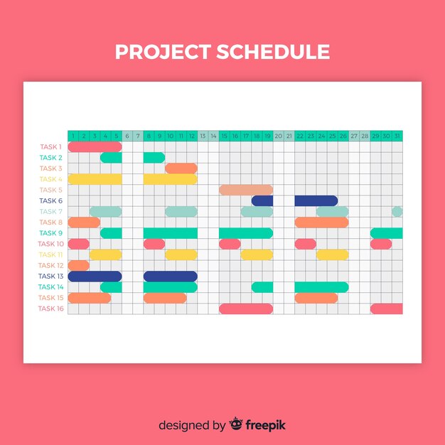 Plantilla colorida de horario de projecto con diseño plano