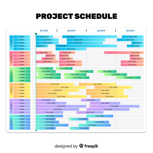 Plantilla colorida de horario de proyecto con estilo de degradado