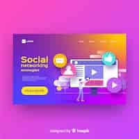 Vector gratuito plantilla colorida de landing page en estilo degradado