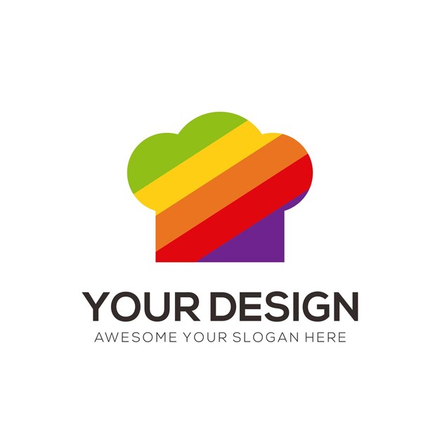 Plantilla colorida del logotipo del chef de diseño vectorial