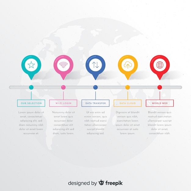 Plantilla colorida de pasos de infografía