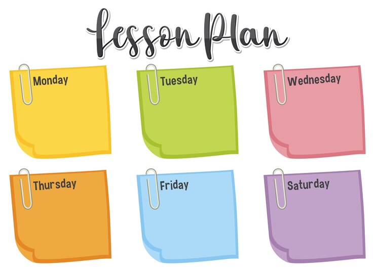 Vector gratuito plantilla colorida de plan de lección semanal
