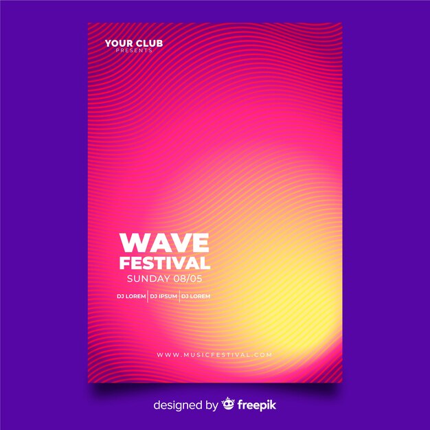 Plantilla colorida de poster de festival de música