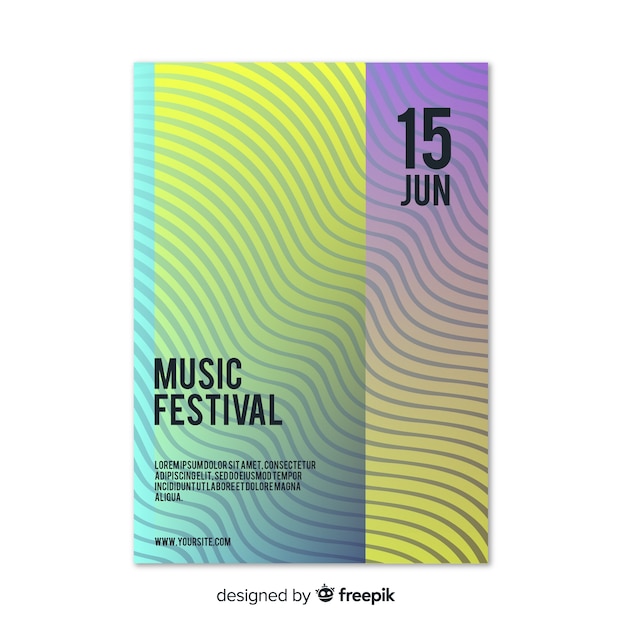 Plantilla colorida de poster de festival de música