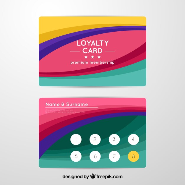 Plantilla colorida de tarjeta de cliente con diseño abstracto