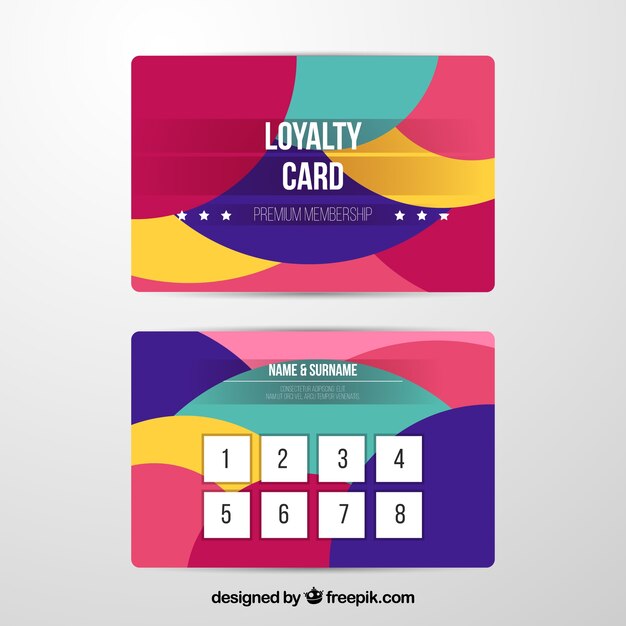 Plantilla colorida de tarjeta de cliente con diseño abstracto
