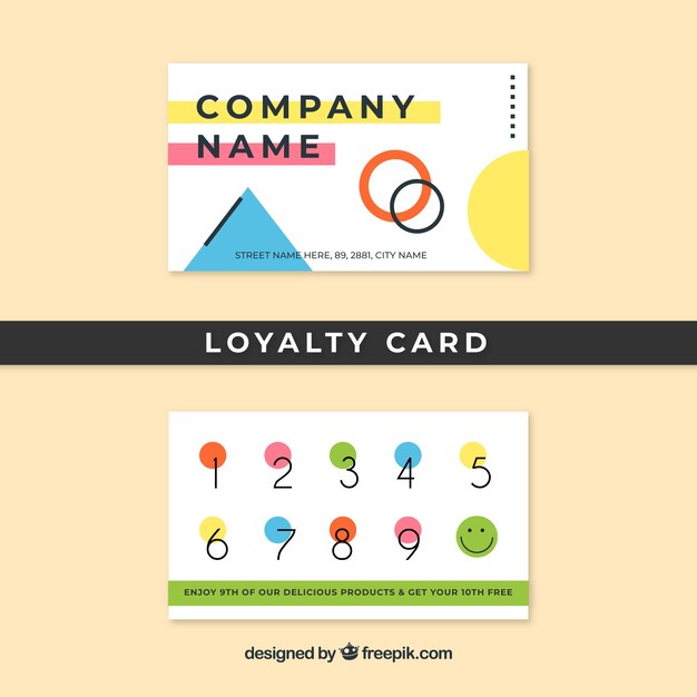Plantilla colorida de tarjeta de cliente con diseño abstracto