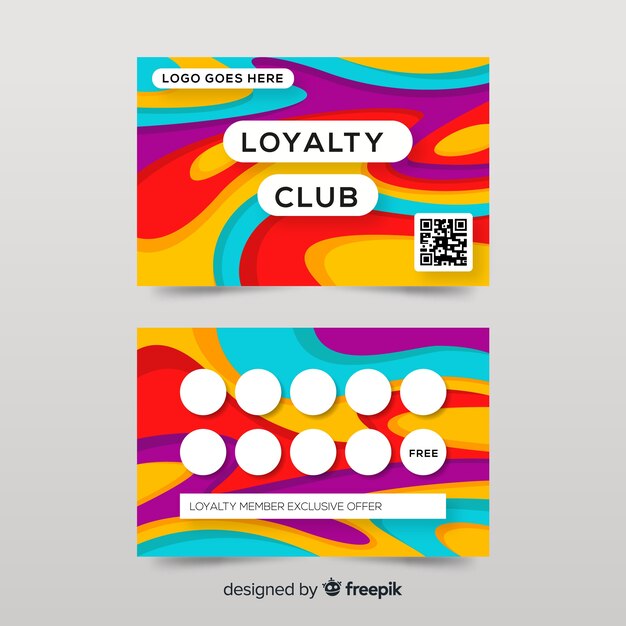 Plantilla colorida de tarjeta de cliente con diseño abstracto