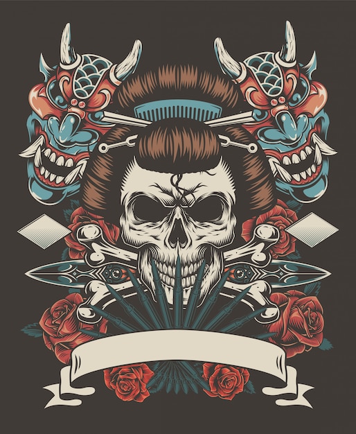 Vector gratuito plantilla colorida de tatuaje vintage