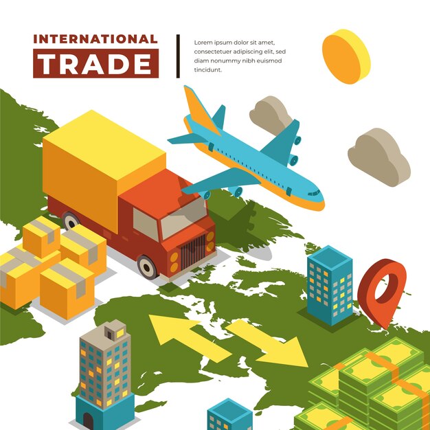 Plantilla de comercio internacional isométrica