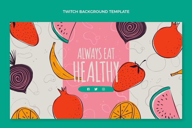 Plantilla de comida de diseño plano de fondo de twitch