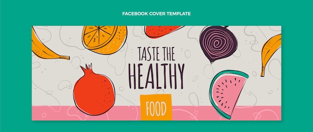 Vector gratuito plantilla de comida de diseño plano de portada de facebook