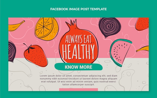 Vector gratuito plantilla de comida de diseño plano de publicación de facebook