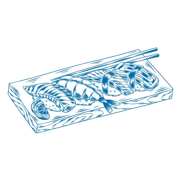 Plantilla de comida japonesa de diseño plano dibujado a mano