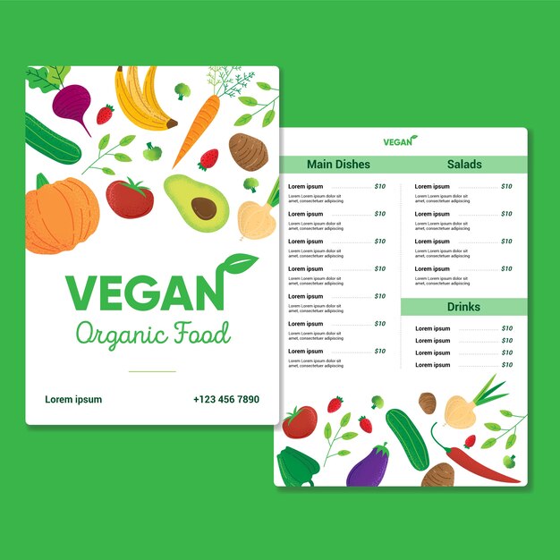 Plantilla de comida orgánica vegana