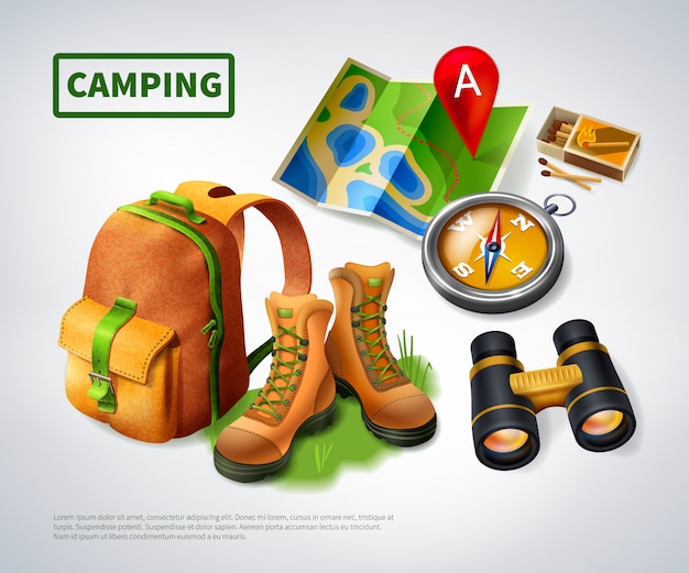 Plantilla de composición realista de camping