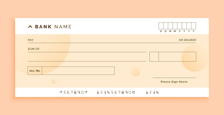 Vector gratuito plantilla de comprobante de cheque en blanco de banco clásico