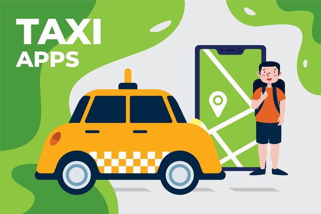 Vector gratuito plantilla de concepto de aplicación de servicio de taxi