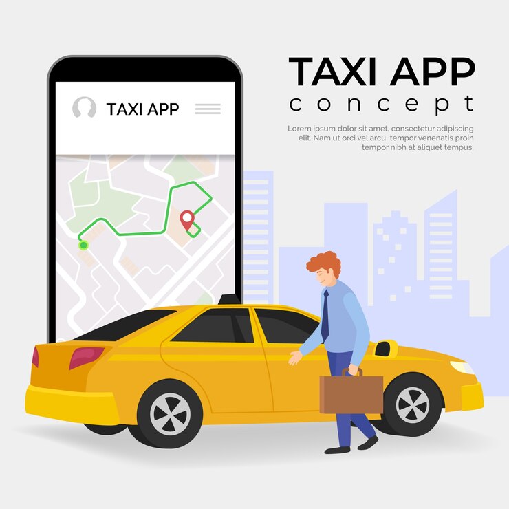 Vector gratuito plantilla de concepto de aplicación de taxi