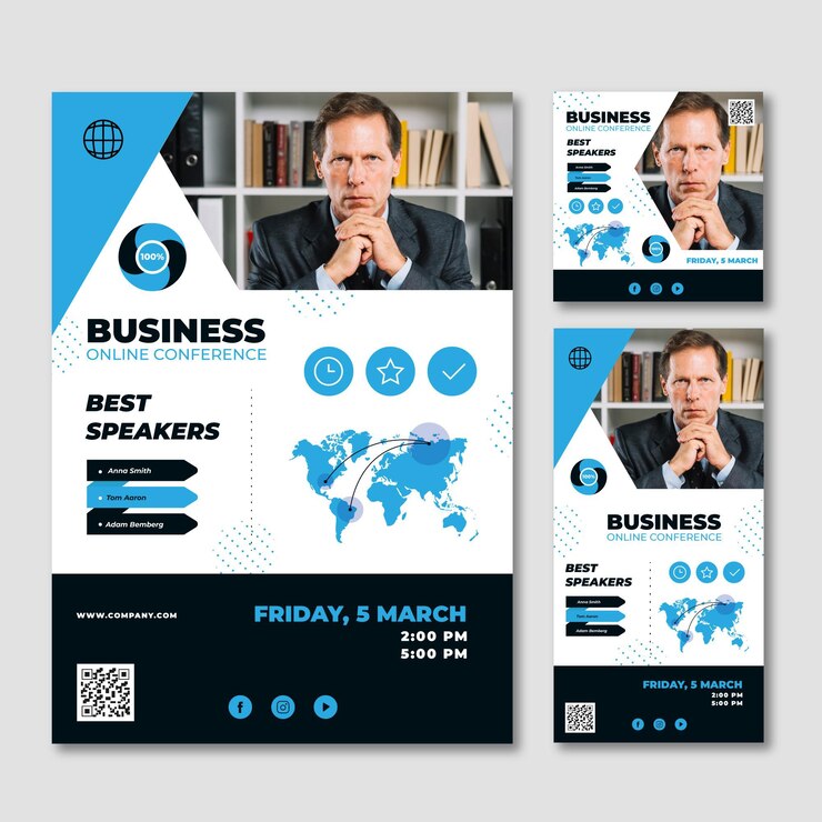 Vector gratuito plantilla de concepto de seminario web empresarial