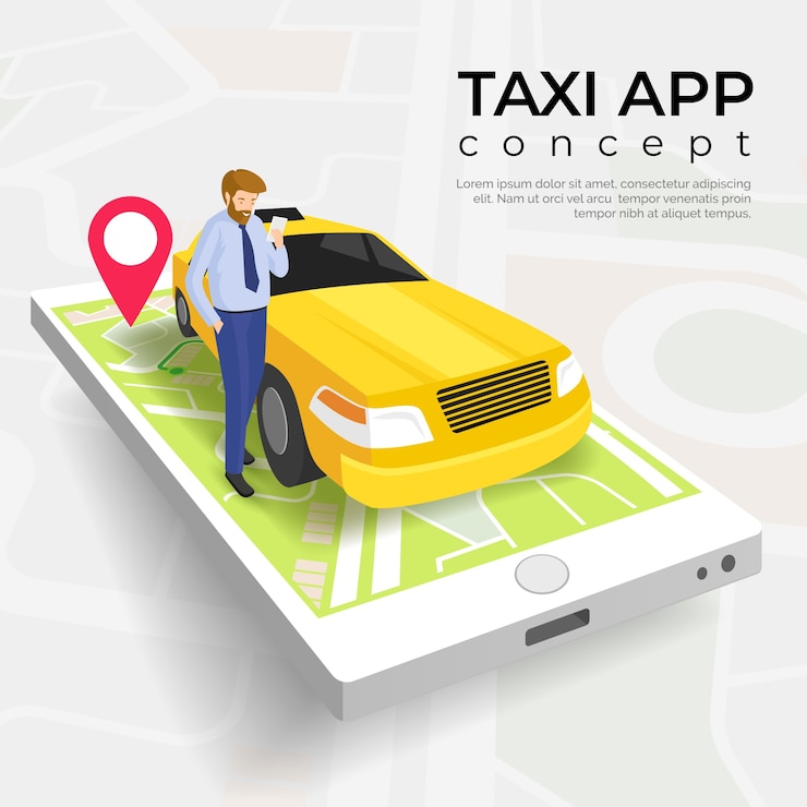 Vector gratuito plantilla de concepto de servicio de aplicación de taxi