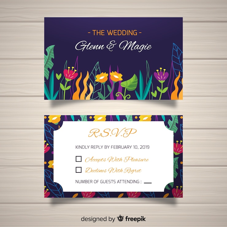 Vector gratuito plantilla de confirmación de asistencia a boda