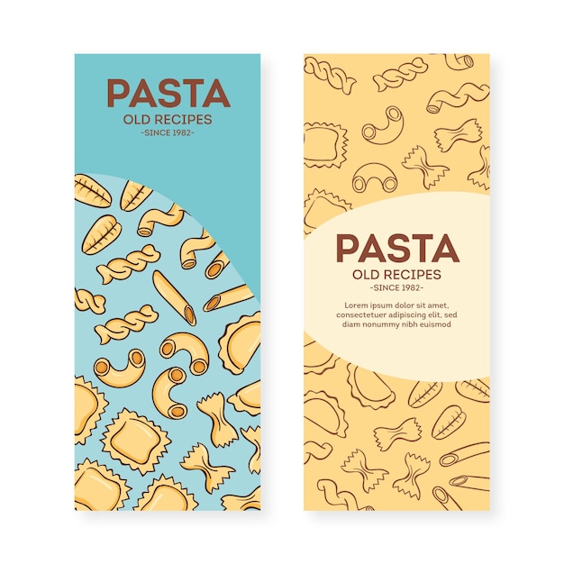 Vector gratuito plantilla de conjunto de banner de restaurante de pasta