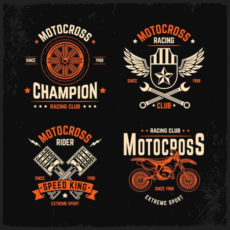 Vector gratuito plantilla de conjunto de logotipo de motocross