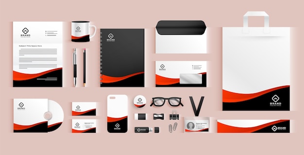 Vector gratuito plantilla de conjunto de papelería comercial moderna una identidad visual corporativa