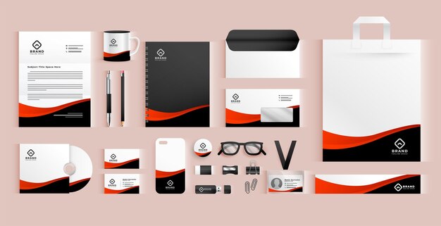 Plantilla de conjunto de papelería comercial moderna una identidad visual corporativa