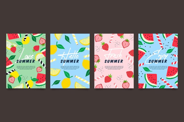 Plantilla de conjunto de tarjeta de verano