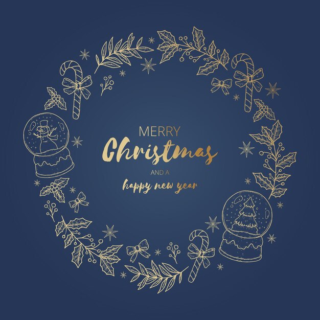 Plantilla de corona de navidad dorada