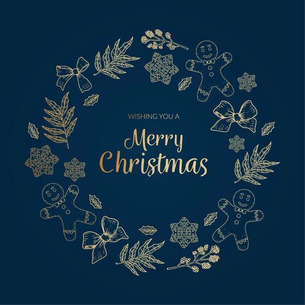 Plantilla de corona de navidad dorada