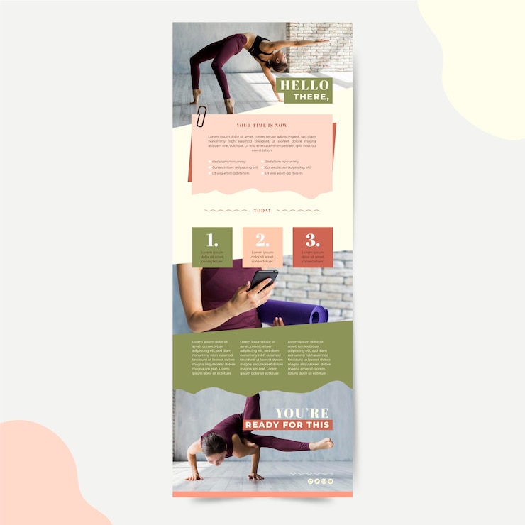 Vector gratuito plantilla de correo electrónico de comunicación de fitness