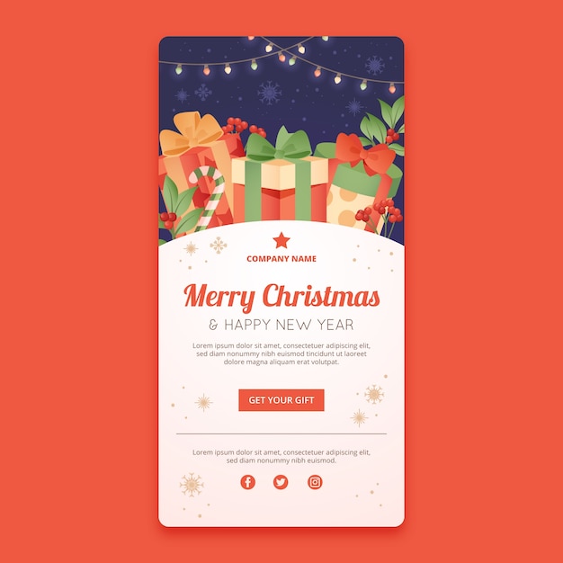 Plantilla de correo electrónico de navidad degradado