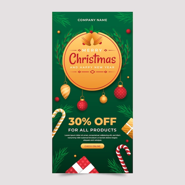Plantilla de correo electrónico de navidad degradado