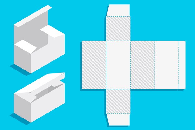 plantilla de corte de caja rectangular de diseño plano