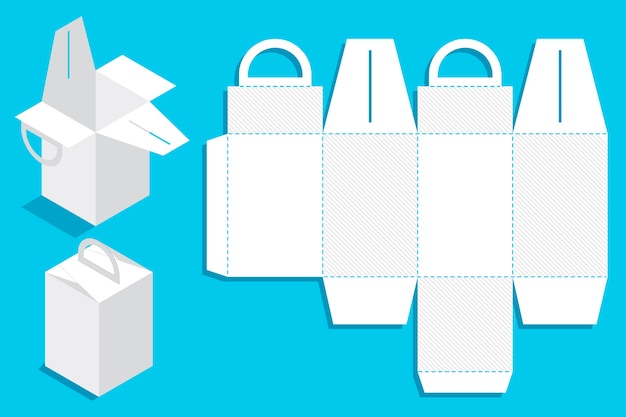plantilla de corte de caja rectangular de diseño plano