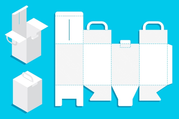 plantilla de corte de caja rectangular de diseño plano